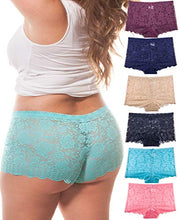 Load image into Gallery viewer, Barbra's 6 Pack of Women's Regular &amp; Plus Size Lace Boyshort Panties (2XL, Rose)
