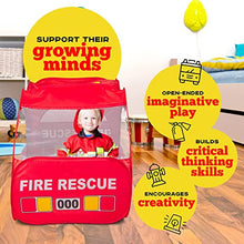 Load image into Gallery viewer, Fire Truck Tent with Sound Button for Kids Toddlers Boys &amp; Girls - Red Fire Engine Pop Up Pretend Playhouse Indoors &amp; Outdoors - Quick Set Up Weather Proof Fabric Foldable &amp; Spacious – Great Gift Idea
