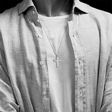 Load image into Gallery viewer, Carleen White Gold Plated Solid Sterling Silver Diamond-Cut High Polished Mens Cross Crucifix Pendant Necklace Rolo Chain Fine Jewelry For Men Boys, Length 20"
