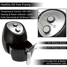 Load image into Gallery viewer, Classic Cuisine Air Fryer 3.7QT-Healthy Oil-Free Electric Cooker with Timer and Temperature Control-For Fries, Chicken, Bacon, Veggies, Desserts, Black
