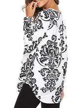Load image into Gallery viewer, Kimiee Women's Long Sleeve Henley Shirts Blouse Paisley Printed V Neck Casual Tunic Tops (Black, XL)
