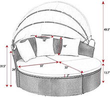 Load image into Gallery viewer, Homall Patio Furniture Outdoor Daybed with Retractable Canopy Wicker Furniture Sectional Seating with Washable Cushions for Patio Backyard Porch Pool Round Daybed Separated Seating (Beige)

