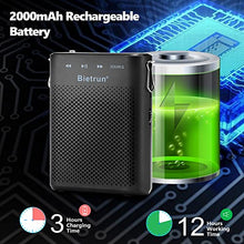 Load image into Gallery viewer, 20W Wireless Voice Amplifier for Teachers with Wireless Microphone Headset, Bietrun Portable Rechargeable(Work of 6 hrs)Loud Bluetooth PA Speaker with Wired Mic Headset for Teaching, Coach, Instructor
