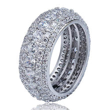 Load image into Gallery viewer, TOPGRILLZ 5 Row 10mm Gold Plated Bling Iced Out CZ Royal Simulated Diamond Eternity Wedding Engagement Band Ring for Men Hip Hop (White Gold, 10)
