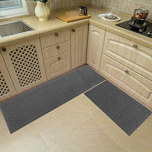Load image into Gallery viewer, COSY HOMEER 48x20 Inch/30X20 Inch Kitchen Rug Mats Made of 100% Polypropylene 2 Pieces Soft Kitchen Mat Specialized in Anti Slippery and Machine Washable (Grey)
