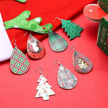 Load image into Gallery viewer, Leather Earrings for Women Christmas Xmas Earrings Teardrop Dangle Lightweight Faux Leather Earrings Holiday Earrings for Christmas New Year Party Decorations Supplies
