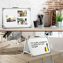 Load image into Gallery viewer, Magnetic Dry Erase White Board 16 inches x 12inches, Foldable Double Sided Portable Whiteboard, Includes Magnets &amp; Eraser, 4 Magnetic Dry Erase Pens, Multicolored
