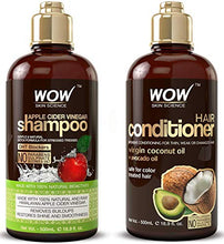 Load image into Gallery viewer, WOW Apple Cider Vinegar Shampoo &amp; Hair Conditioner Set - (2 x 16.9 Fl Oz / 500mL) - Increase Gloss, Hydration, Shine - Reduce Itchy Scalp, Dandruff &amp; Frizz - No Parabens or Sulfates - All Hair Types
