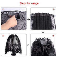 Load image into Gallery viewer, Vlovelife 20 x 60 inch Halloween Lamp Shade Lampshades Cover Topper Scarf Spider Web Black Lace Ribbon Decoration
