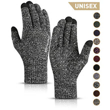 Load image into Gallery viewer, TRENDOUX Driving Gloves, Unisex Knit Winter Touchscreen Glove Men Women Texting Smartphone - Elastic Cuff - Thermal Wool Lining - Stretchy Material Black White - L
