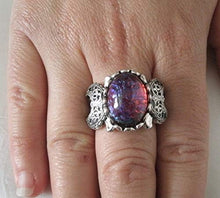 Load image into Gallery viewer, Dragons Breath Fire Opal Triple Moon Ring handmade jewelry wiccan pagan wicca witch witchcraft goddess gothic
