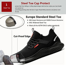 Load image into Gallery viewer, ulogu Steel Toe Sneakers for Men Women Breathable and Lightweight Safety Construction Work Shoes Black/Red
