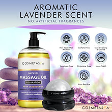 Load image into Gallery viewer, Cellulite, Sore Muscle &amp; Lavender Relaxation Massage Oils with Roller Massage Ball and Massager Mitt- Perfect Spa Gift Set
