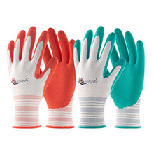 Load image into Gallery viewer, COOLJOB Gardening Gloves for Women and Ladies, 6 Pairs Breathable Rubber Coated Yard Garden Gloves, Outdoor Protective Work Gloves with Grip, Medium Size Fits Most, Red &amp; Green
