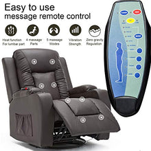 Load image into Gallery viewer, ComHoma Recliner Chair Massage Rocker with Heated Modern PU Leather Ergonomic Lounge 360 Degree Swivel Single Sofa Seat with Drink Holders Living Room Chair Brown
