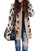 Load image into Gallery viewer, ZESICA Women's Long Sleeves Open Front Leopard Print Button Down Knitted Sweater Cardigan Coat Outwear with Pockets
