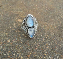 Load image into Gallery viewer, Natural Moonstone Ring Sterling Silver Ring Healing Ring Blue Flash Ring Promise Ring June Birthday Filigree Ring Love Stone Bridesmaid Ring Dainty Ring Charming Ring Boho Chic Ring
