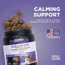 Load image into Gallery viewer, GNC Pets Omega Calming Dog Supplements for Adult Dogs with Omega Fatty Acids and Flaxseed, 120 ct | Chicken Flavored Soft Chews for Calming &amp; Relaxation | with L-Tryptophan, Chamomile, &amp; Ginger
