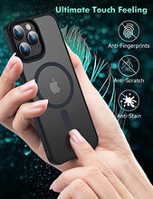 Load image into Gallery viewer, Mgnaooi Magnetic Case for iPhone 14 Pro Max Case [MIL-Grade Drop Tested &amp; Compatible with MagSafe] Translucent Matte Back with Aluminum Alloy Keys, Anti-Fingerprint Anti-Scratch 6.7 Inch, Black
