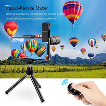Load image into Gallery viewer, Cell Phone Camera Lens Kit,6 in 1 Universal +0.62x Wide Angle &amp;25x Macro +235°Fisheye +Phone Holder -Shutter Remote+Tripod for iPhone X/8/7/6/6s plus Samsung Android &amp; phone
