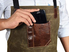 Load image into Gallery viewer, One Size Fits Utility Apron | Adjustable Cross-Back Straps | Multi-Use Shop Apron With Tool Pockets By Aaron Leather (Canvas - Green)
