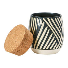 Load image into Gallery viewer, Creative Co-Op Debossed Stoneware Pattern &amp; Cork Lid, Black Canister
