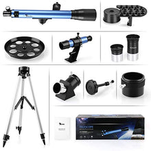 Load image into Gallery viewer, TELMU Telescope, 60mm Aperture Astronomical Refractor Telescope for Kid and Beginner Adults- Portable Travel Telescope with Tripod, Phone Adapter and Finders Scope

