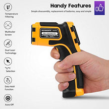 Load image into Gallery viewer, Infrared Thermometer No Touch Digital Laser Temperature Gun with Color Display -58℉～1112℉(-50℃～600℃)Adjustable Emissivity - for Cooking/BBQ/Freezer - Meat Thermometer Included -Non Body Thermometer
