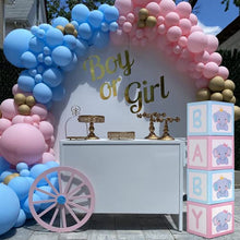Load image into Gallery viewer, Elephant Baby block Boxes for Birthday Party Decorations, Elephant Gender Reveal Decorations – 4 Pink and Blue BABY Balloon Boxes With Elephant Printed, Babyshower Decorations for Boys Girls First Birthday

