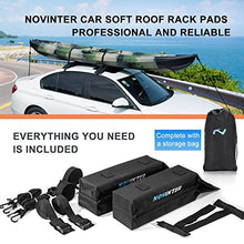 Load image into Gallery viewer, Novinter Soft Roof Rack Pads for Kayak/Canoe/Surfboard/SUP/Snowboard with 2 Tie Down Straps, 2 Tie Down Rope, 2 Quick Loop Strap, and Storage Bag
