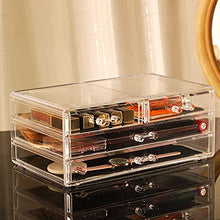 Load image into Gallery viewer, Cq acrylic Clear Makeup Organizer And Storage With Lid Stackable X Large Waterproof Dustproof Skin Care Cosmetic Display Case With 6 Drawers For Beauty Skincare Product Organizing,Set of 3
