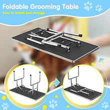 Load image into Gallery viewer, Lyromix Adjustable Pet Large Foldable Dog Grooming Table with Arms, Noose, Mesh Tray, Maximum Capacity Up to 330Lb, 46inch, Black
