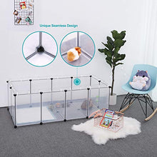 Load image into Gallery viewer, SONGMICS Pet Playpen,Fence Cage with Bottom for Small Animals Guinea Pigs, Hamsters, Bunnies,Rabbits, Pet Exercise Run and Crate, Transparent Plastic Panels, ULPC02W
