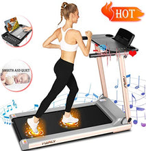 Load image into Gallery viewer, FUNMILY Folding Treadmill, 2.25HP Portable Treadmill with Table Holder &amp; Bluetooth Speaker, Multifunctional Running Machine for Office Home Gym, Zero Installation (Silver)
