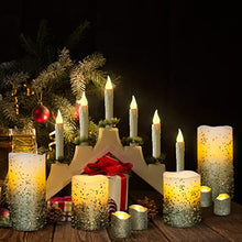 Load image into Gallery viewer, FURORA LIGHTING Silver Glitter Flameless Candles Battery Operated, Remote Controlled Pillar Candles and Votive Candles Bundle with 6 Pack Flickering Taper Candles Battery Operated with Timer
