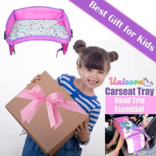 Load image into Gallery viewer, CarSeat Tray -Toddler Travel Tray- Keep Kids Occupied &amp; Entertain for Hours, Road Trips Essential For Kids, Sturdiest &amp; Most Comfortable Travel Tray for Car Seat (Pink)
