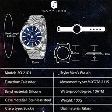 Load image into Gallery viewer, SAPPHERO Mens Watches 100M Waterproof Classy Men's Analog Watch Minimalist Premium Formal Mens Silver Stainless Steel Mature Easy Read Classic Dress Wrist Watches for Men Business Men's Sport Watches
