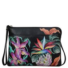 Load image into Gallery viewer, Anuschka Women’s Genuine Leather Three-In-One Clutch - Hand Painted Exterior - Island Escape Black
