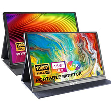 Load image into Gallery viewer, 15.6'' Portable Monitor Bundle [Black &amp; Gray] - KYY 1080P FHD USB-C Laptop Monitor HDMI Computer Display HDR IPS Gaming Monitor w/Smart Cover &amp; Dual Speakers, for Laptop PC MAC Phone PS4 Xbox Switch
