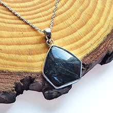 Load image into Gallery viewer, Fresh Arrival !! Nuummite Gemstone Pendant, 925 Sterling Silver Pendant, Black Nuummite Stone Pendant, Cabochon Stone Pendant, Gift Jewelry
