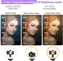 Load image into Gallery viewer, 10" Selfie Ring Light with Tripod Stand &amp; Cell Phone Holder for Live Stream/Makeup, Dimmable Led Camera Ringlight for YouTube TikTok/Photography Compatible for iPhone and Android Phone

