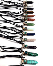 Load image into Gallery viewer, Mia Jewel Shop Hexagonal Healing Gemstone Crystal Point Pendant Round Chrysocolla Stone Adjustable Necklace (Brown Tiger's Eye)
