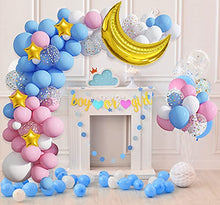 Load image into Gallery viewer, Gender Reveal Decorations - Pink and Blue Balloon Garland Arch Kit with 36''Gold Foil Moon&amp;Stars Confetti Balloon Gender Reveal Banner for Gender Reveal Birthday Baby Shower Party Decorations Supplies
