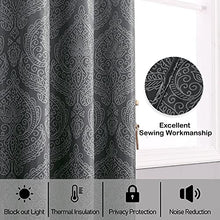 Load image into Gallery viewer, DWCN Ombre Blackout Patio Door Curtains - Damask Patterned Thermal Insulated Sliding Door Curtains - Extra Wide Grommet Drapes for Living Room Sliding Glass Door, 100 x 84 Inches, 1 Panel, Black
