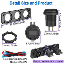 Load image into Gallery viewer, Cigarette Lighter Socket Panel, Qidoe PD3.0 &amp; QC3.0 48W USB C Car Charger and DC 250W Lighter Socket Waterproof Rocker Toggle Switch 12V/24V USB Outlet Panel for Car, RV, Marine, Boat, Camper, Truck
