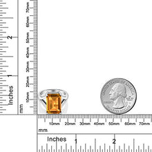 Load image into Gallery viewer, Gem Stone King 925 Sterling Silver Yellow Citrine Women's Solitaire Engagement Ring (8.20 Cttw Emerald Cut, Gemstone Birthstone) (Size 7)
