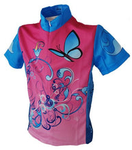 Load image into Gallery viewer, Rocky Mountain Rags Children's Blue Flower Cycling Jersey Large (Age 9-11)
