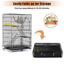 Load image into Gallery viewer, TOOCA 3-Tier Cat Cage, Cat Playpen Kennel Crate Chinchilla Rat Box Cage Enclosure with Ladders, Platforms Beds, Latches Tray Hammock
