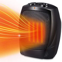 Load image into Gallery viewer, Kismile Small Space Heater Electric Portable Heater Fan for Home and Office Ceramic Fan Heaters with Adjustable Thermostat, 750W/1500W (8.1 Inch, Black)
