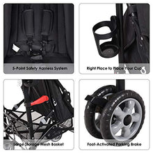 Load image into Gallery viewer, BABY JOY Lightweight Stroller, Aluminum Baby Umbrella Convenience Stroller, Travel Foldable Design with Oxford Canopy/ 5-Point Harness/Cup Holder/Storage Basket, Black
